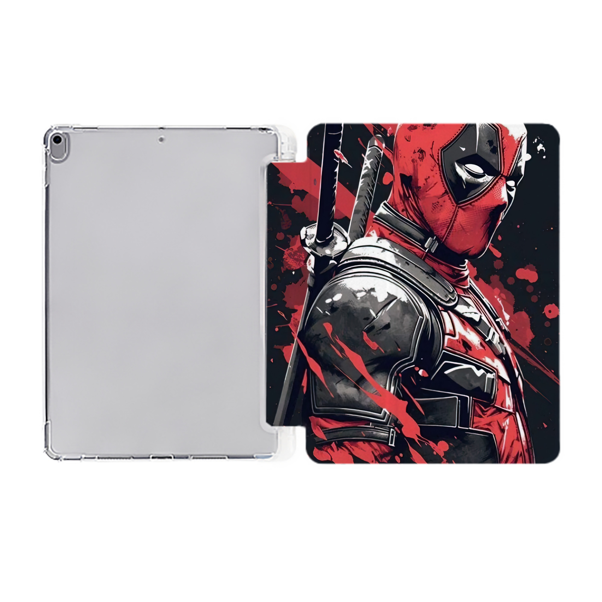 （画像用） Deadpool デッドプール IPad ケース ペン収納付き 三つ折りスタンド PUレザー×シリコン 対応機種9.5/10.5/10.9インチ